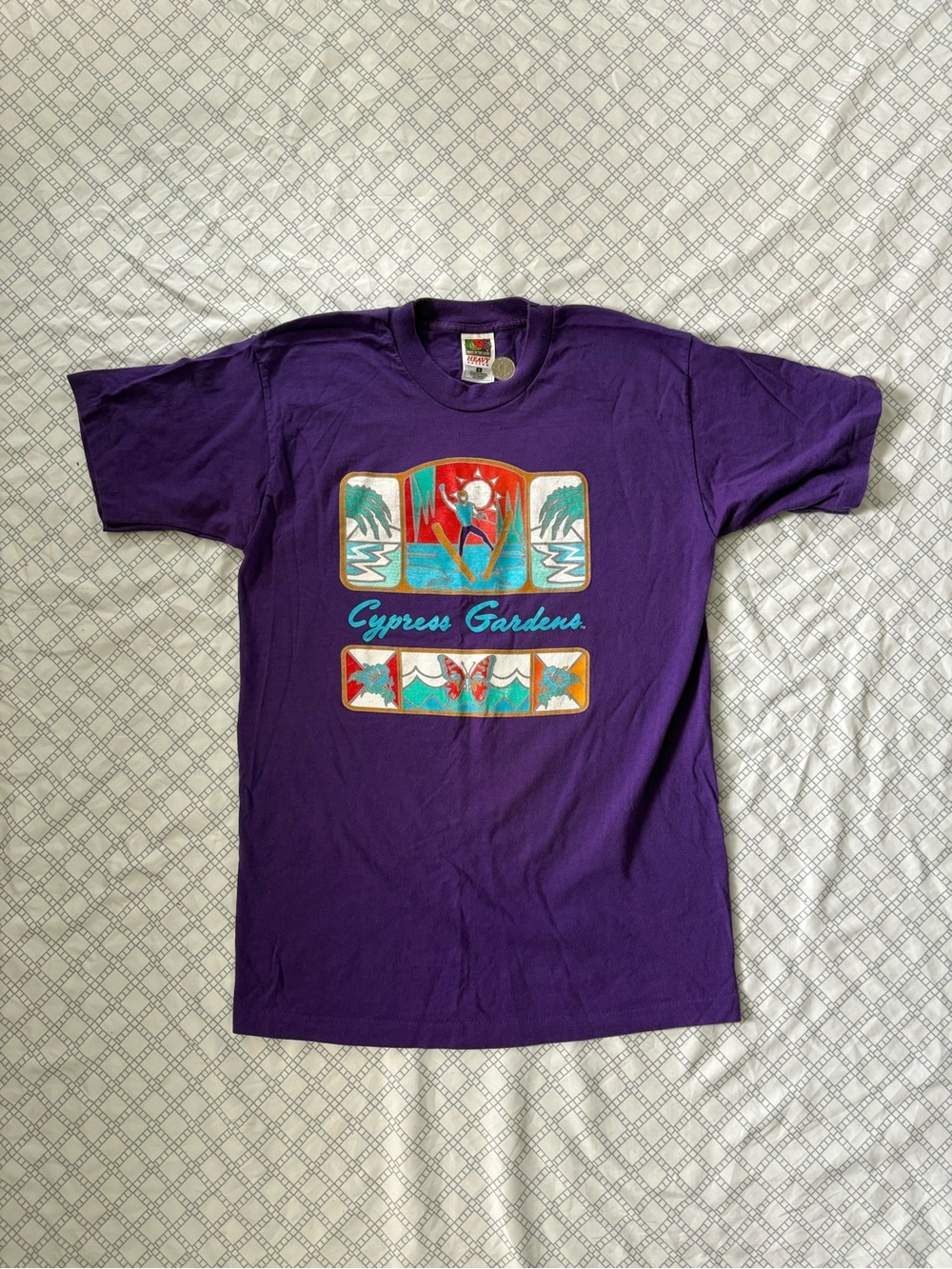 Vintage Single Stitch Cypress Gardens Purple Graphic Men's T‑Shirt